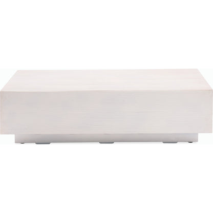 GRFC Outdoor Faux Bois Coffee Table by Sunset West in bone. Made from gfr concrete in a modern style.