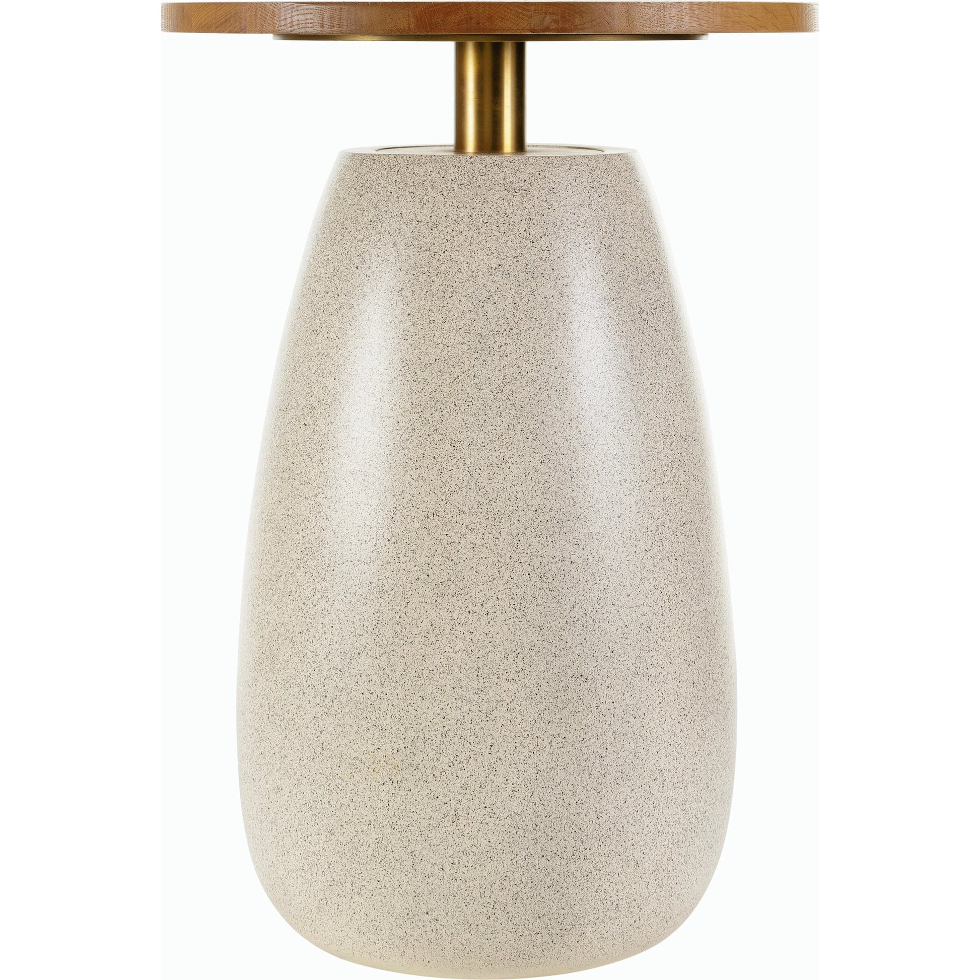 Pupil Beige End Table by Surya in brown, beige, gold and brushed, natural. Made from top: wood veneer, base: resin, stainless steel in a modern style.