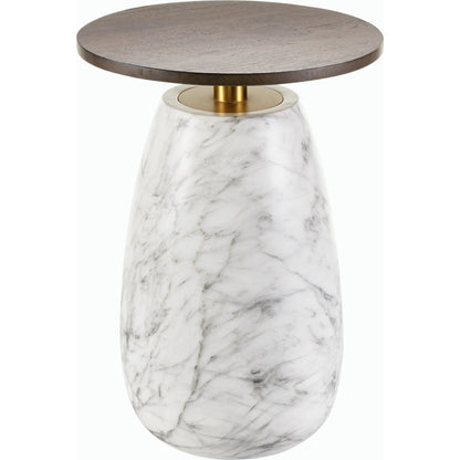 Pupil Dark Brown End Table by Surya in white, gold, dark brown and hand paintedbrushedblackened. Made from wood veneer, resin, stainless steel in a modern style.