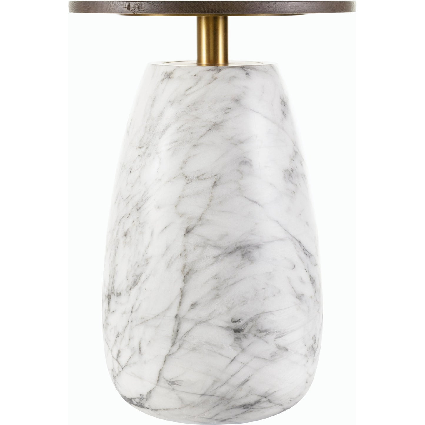 002 SI-2164088 | Additional Silo | Pupil Dark Brown End Table by Surya in white, gold, dark brown and hand paintedbrushedblackened. Made from wood veneer, resin, stainless steel in a modern style.