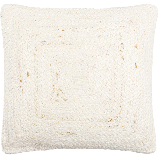 Paulsen Pillow - 481317 by Surya in off-white, ivory, pearl, light silver. Made from front: 100% jute, back: 100% cotton in a modern style.