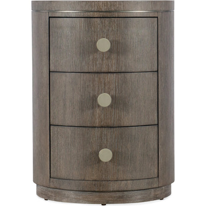 Modern Mood Round Nightstand by Hooker Furniture. Made from oak veneers in a modern style.