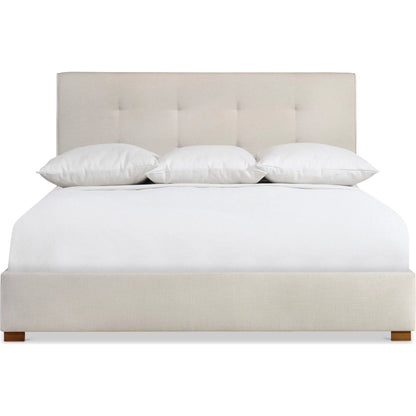 Loft Mason Panel Bed by Bernhardt in beige, tan. Made from fabric, wood in a unique style.