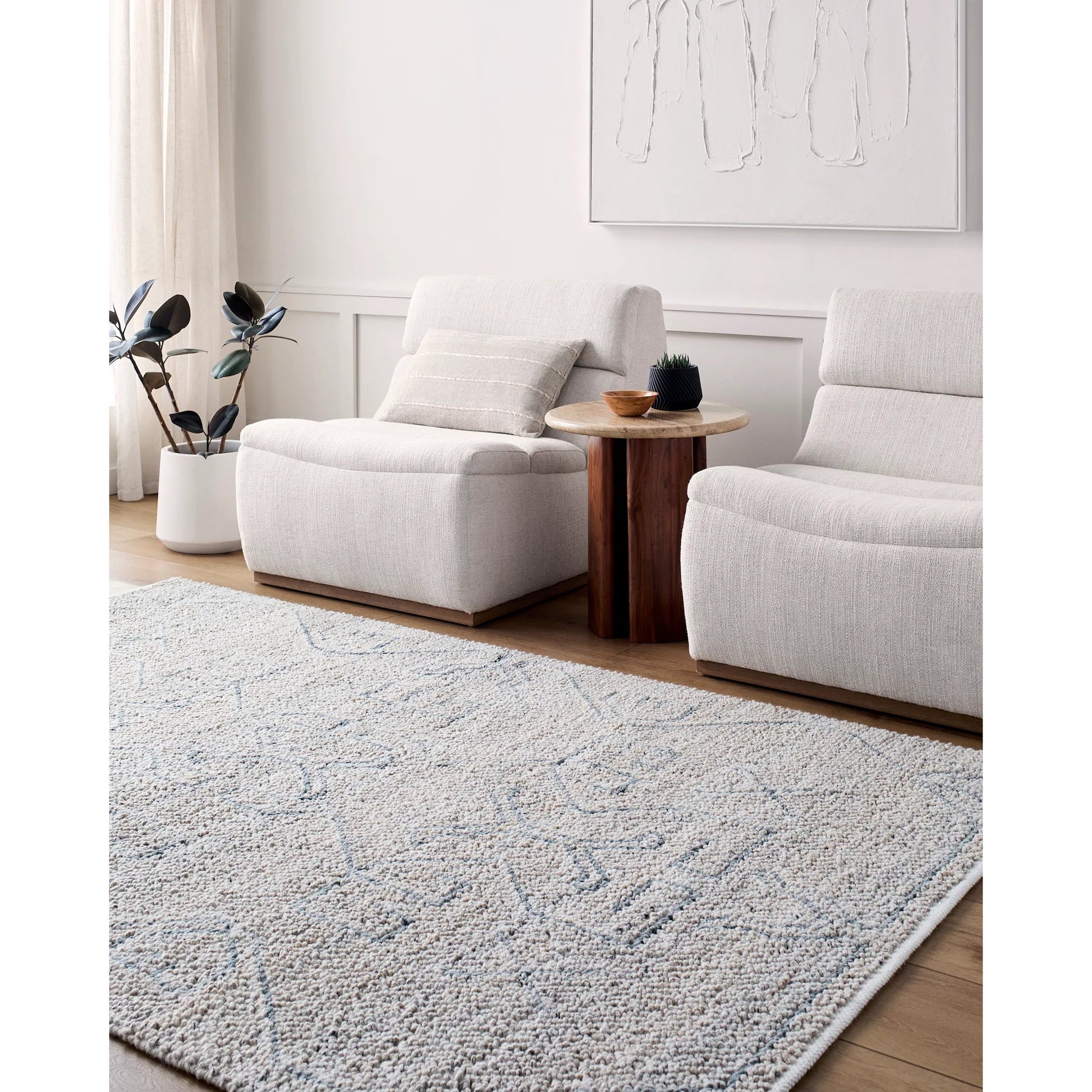 Provence PVE-2300 Indoor/Outdoor Rug by Livabliss in pewter, sky blue, ivory. Made from recycled pet yarn in a unique style.