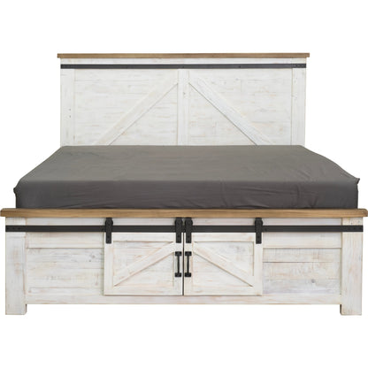 Provence Bed by LH Imports in white, brown and antique white, rustic natural, rustic charcoal black. Made from fsc reclaimed pine, iron in a modern style.