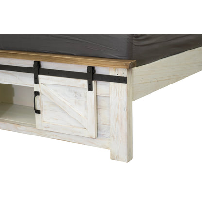 Provence Bed by LH Imports in white, brown and antique white, rustic natural, rustic charcoal black. Made from fsc reclaimed pine, iron in a modern style.