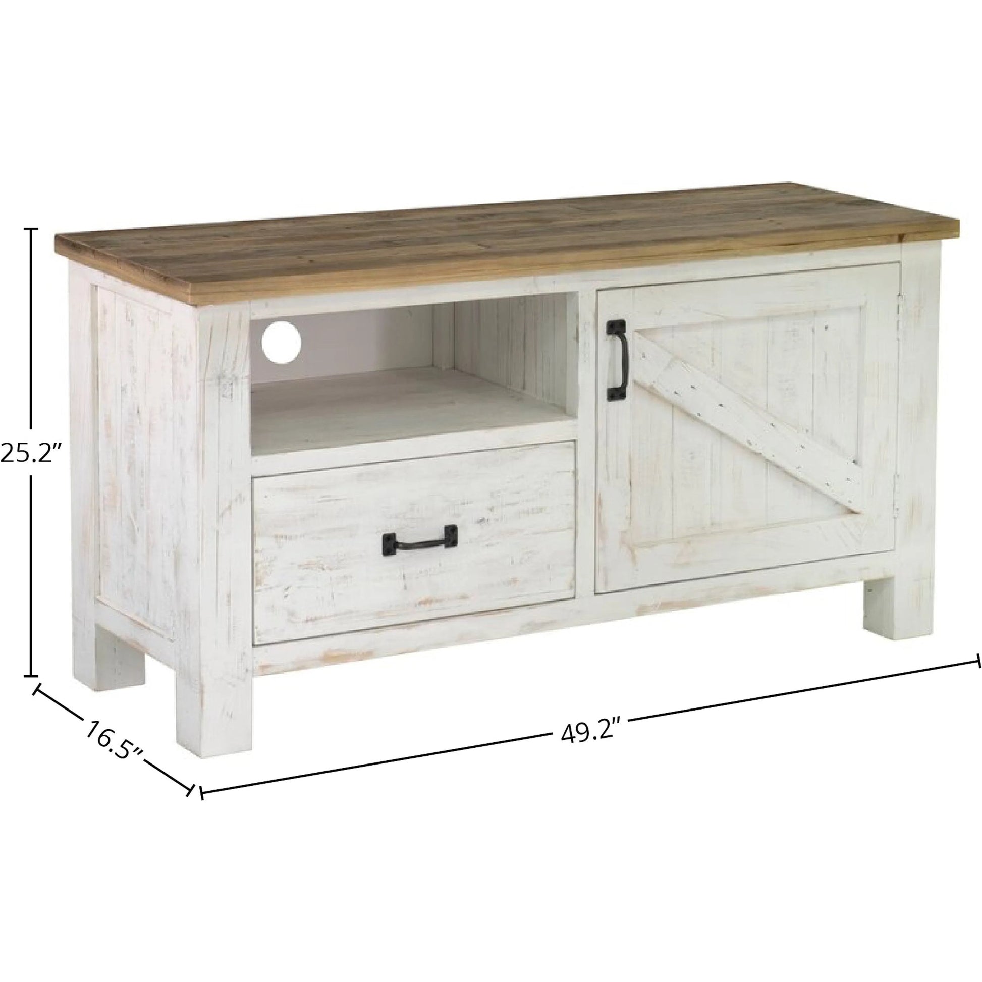 Provence Media Unit by LH Imports in white, brown. Made from reclaimed pine in a cottage & farmhouse style.