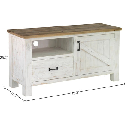 Provence Media Unit by LH Imports in white, brown. Made from reclaimed pine in a cottage & farmhouse style.