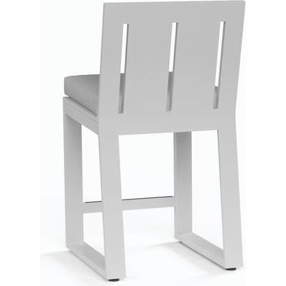Newport Outdoor Counter Stool by Sunset West in frost. Made from aluminum in a modern style.