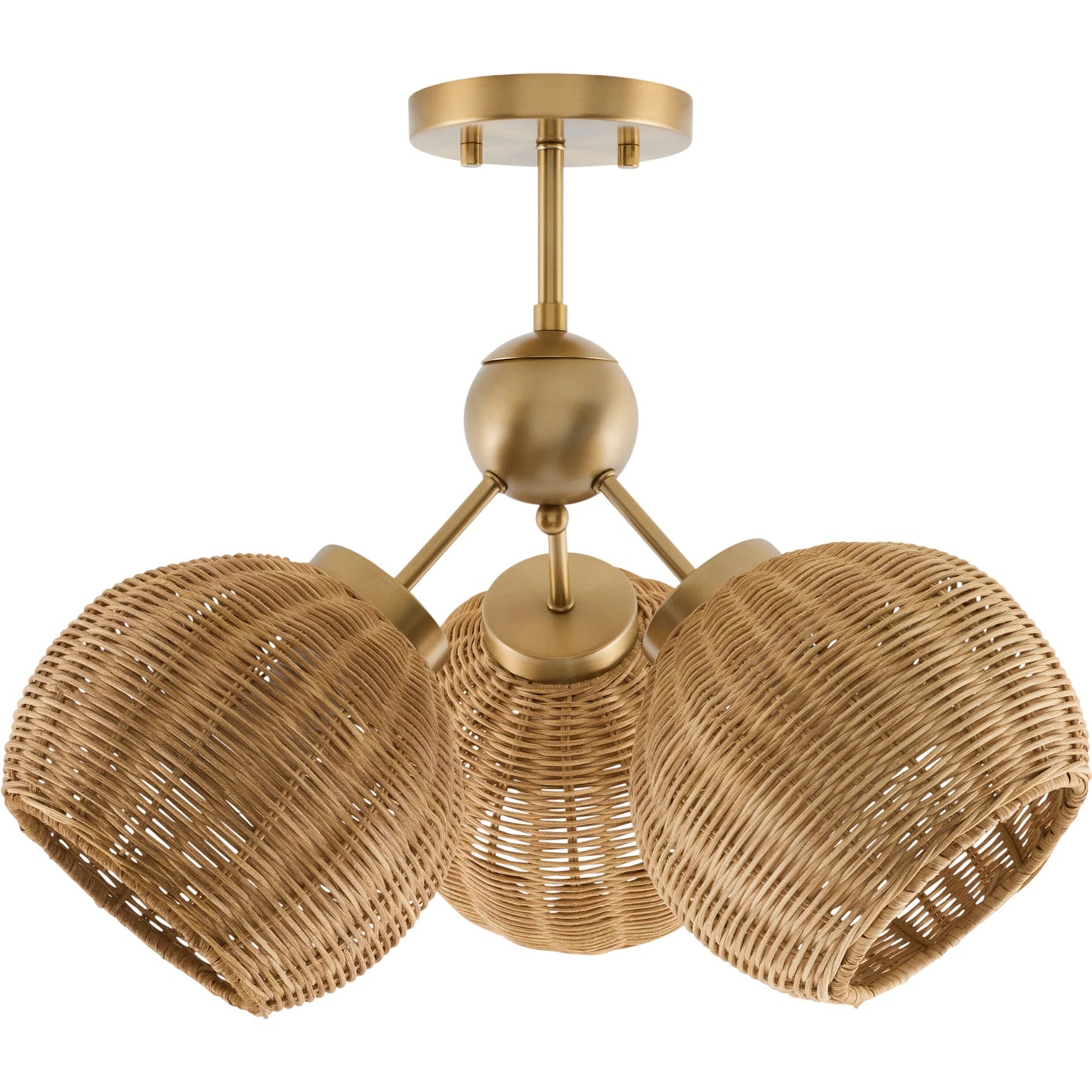 001 SI-2528793 | Primary Silo | Pawa Chandelier by Livabliss in brown, metallic brass and metallic, electroplated. Made from iron, rattan in a unique style.