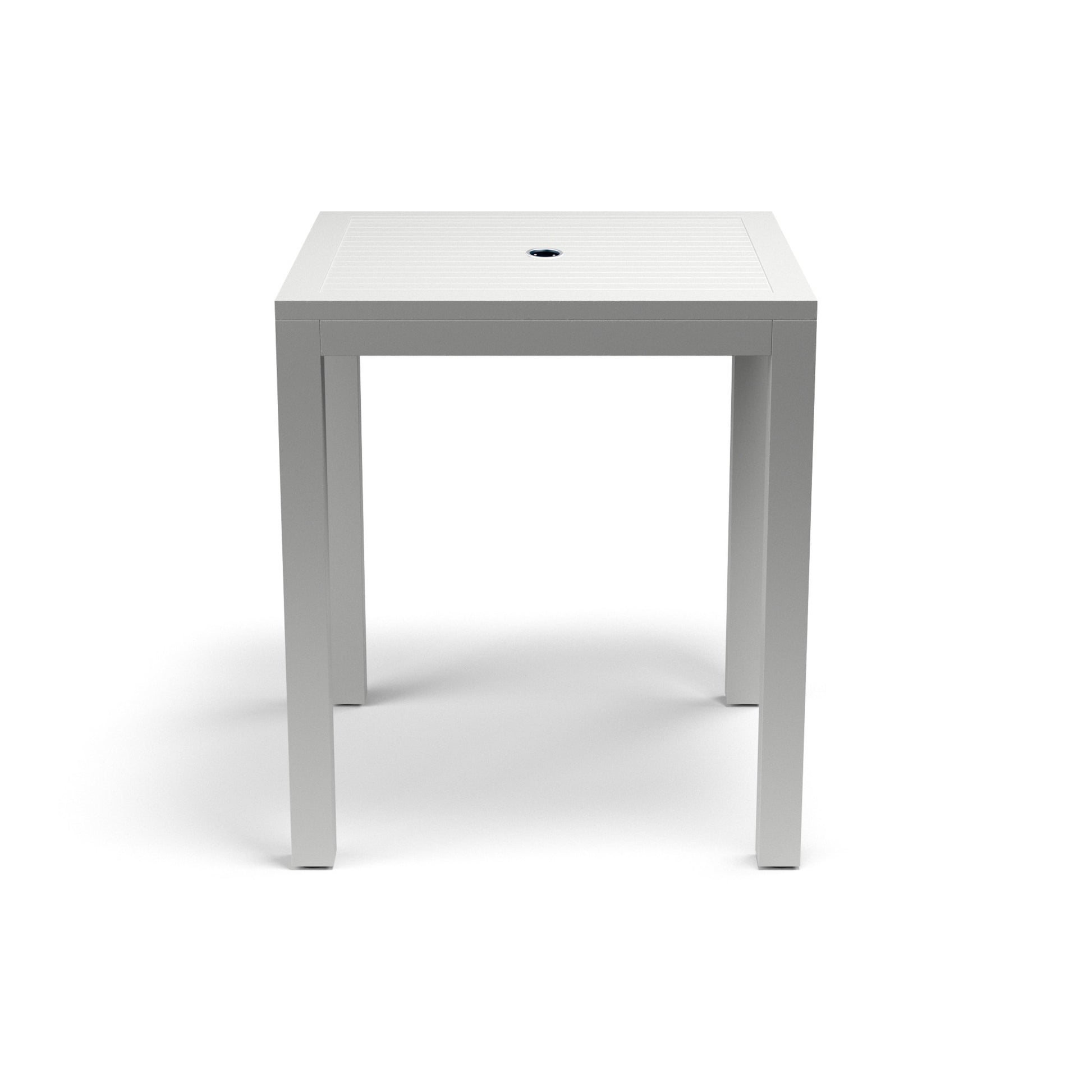 Naples Outdoor Pub Table by Sunset West in white. Made from aluminum in a modern style.