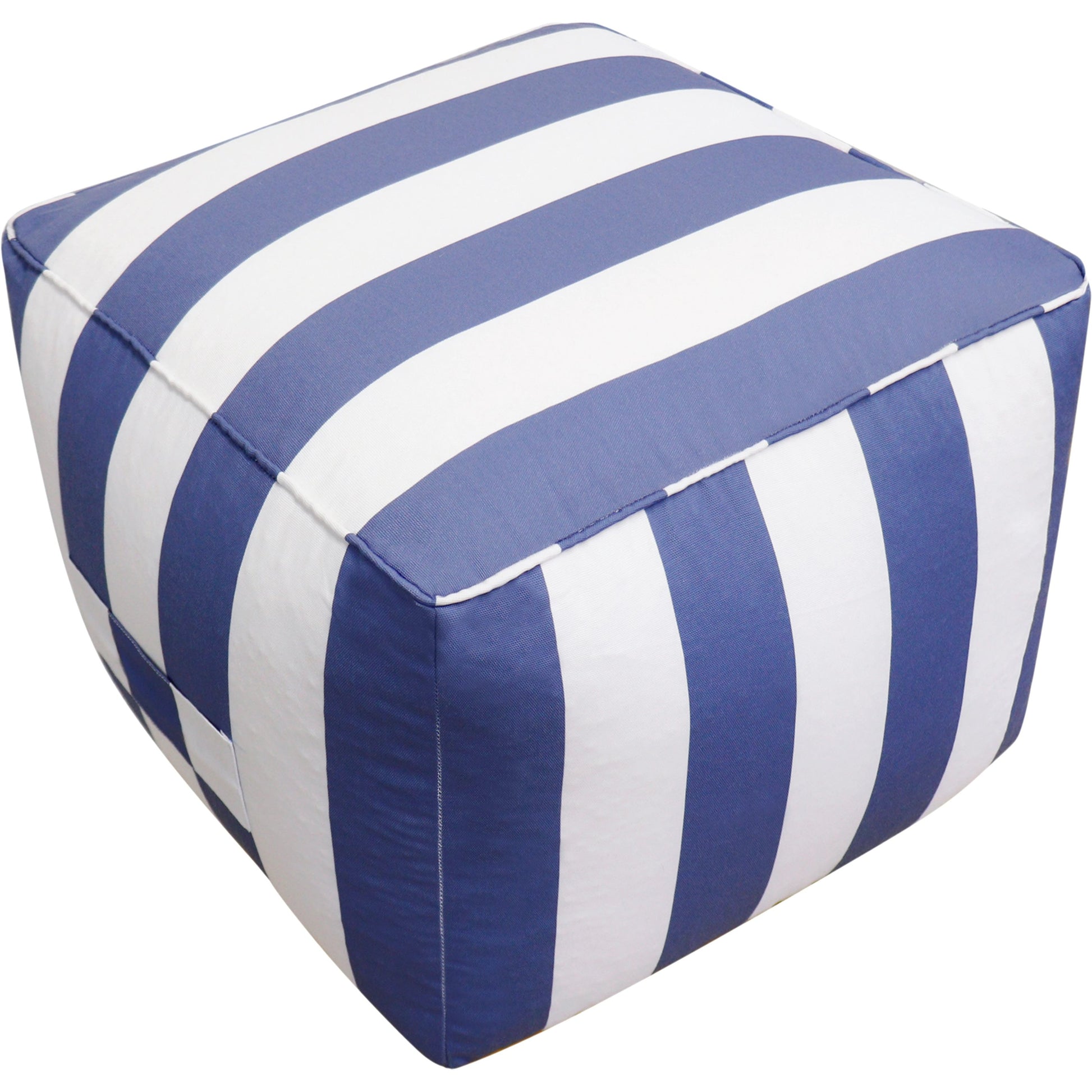 Galaxy Pouf by Pasargad Home in white. Made from polyester in a coastal style.