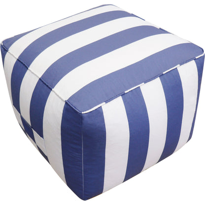 Galaxy Pouf by Pasargad Home in white. Made from polyester in a coastal style.