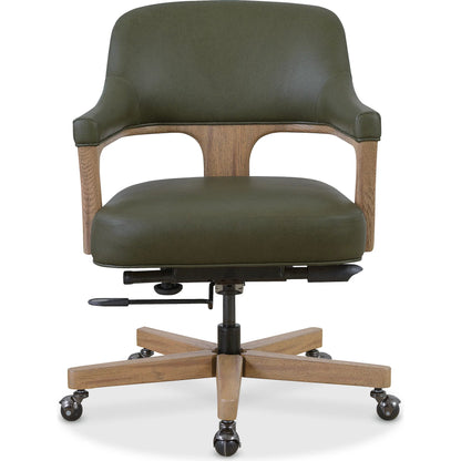 Briar Executive Swivel Tilt Chair by Hooker Furniture in verona forest and light transparent. Made from leather in a unique style.