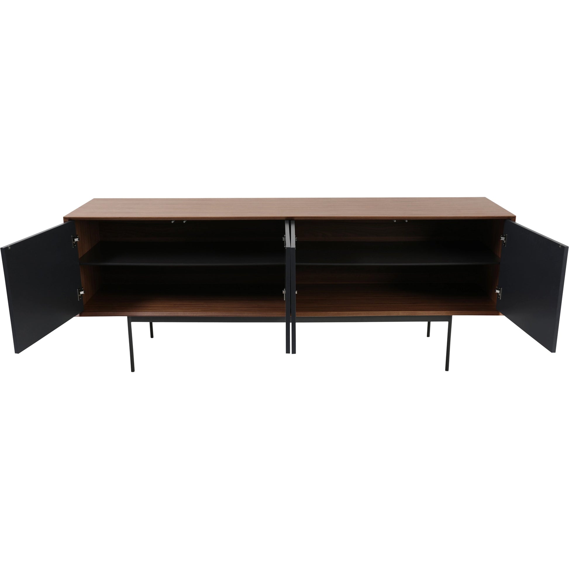 Araya Sideboard by Moe's Home Collection in walnut, black. Made from walnut veneer, metal base, mdf in a modern style.
