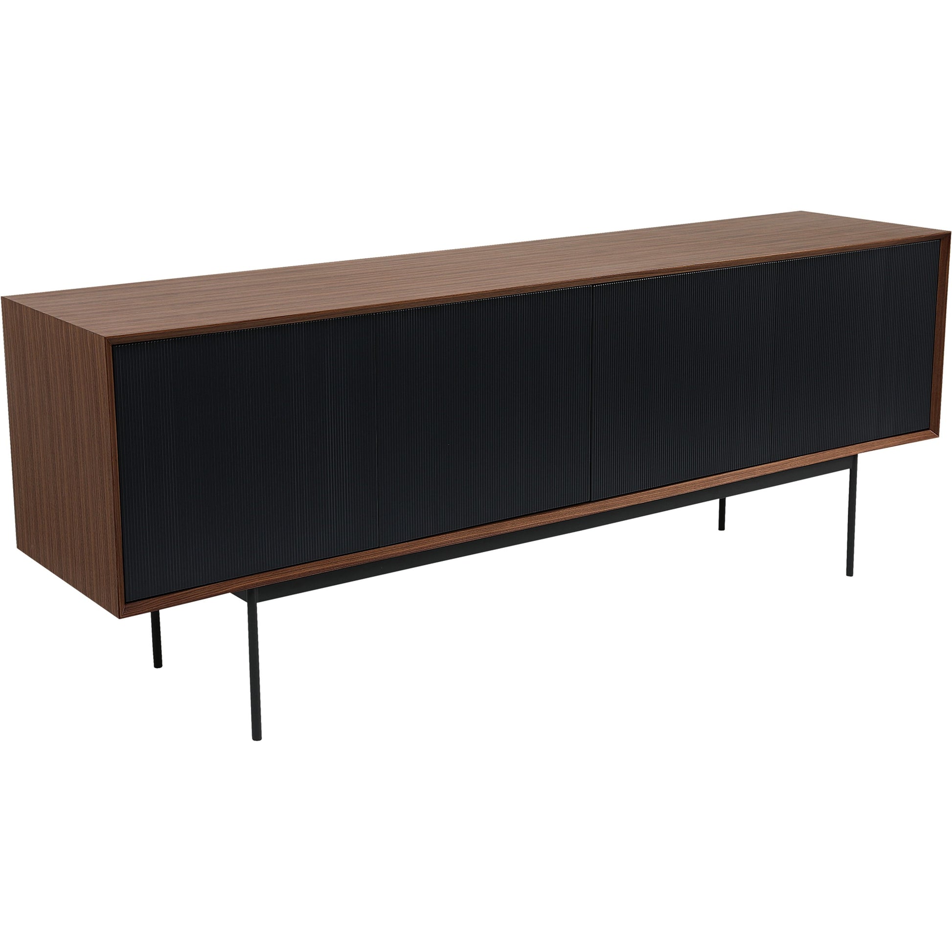 Araya Sideboard by Moe's Home Collection in walnut, black. Made from walnut veneer, metal base, mdf in a modern style.