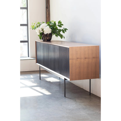 Araya Sideboard by Moe's Home Collection in walnut, black. Made from walnut veneer, metal base, mdf in a modern style.