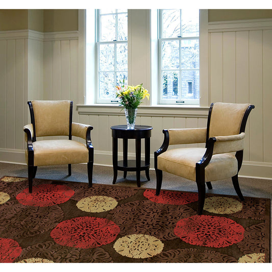 Saphir Transitional Polka Dots Rug - 3795F by Feizy in taupe, red, tan. Made from unique in a unique style.