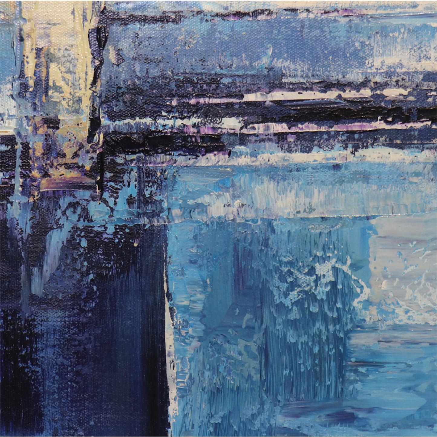 002 SI-2534695 | Closeup | Reflection Handpainted Coastal Landscape Oil Painting on Canvas - PXA-1012 by Pasargad Home in blue. Made from canvas in a unique style.