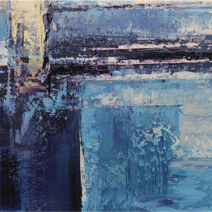 Reflection Handpainted Coastal Landscape Oil Painting on Canvas - PXA-1012 by Pasargad Home in blue. Made from canvas in a unique style.