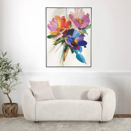 Petals Handpainted Floral Oil Painting Flowers on Canvas - PXA-1013 by Pasargad Home in multi, white. Made from canvas in a unique style.