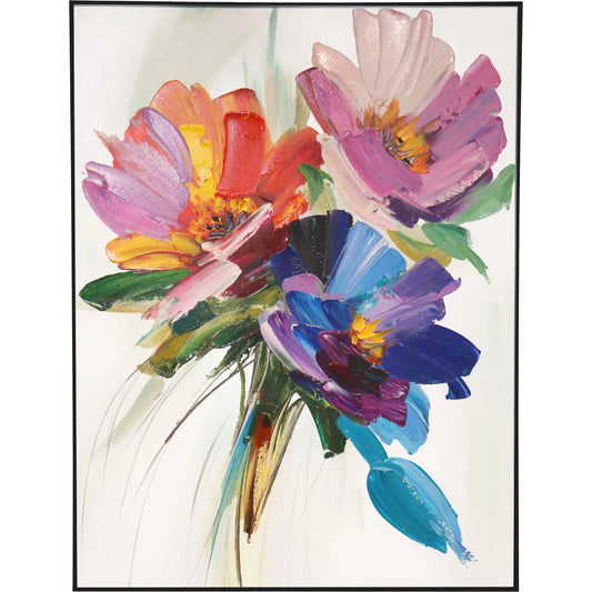 001 SI-2534693 | Primary Silo | Petals Handpainted Floral Oil Painting Flowers on Canvas - PXA-1013 by Pasargad Home in multi, white. Made from canvas in a unique style.