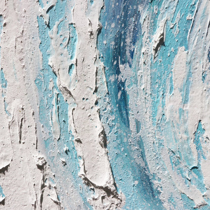 Tidefall Handpainted & Coastal Wave Oil Painting on Canvas - PXA-1014 by Pasargad Home in white, blue. Made from canvas in a unique style.