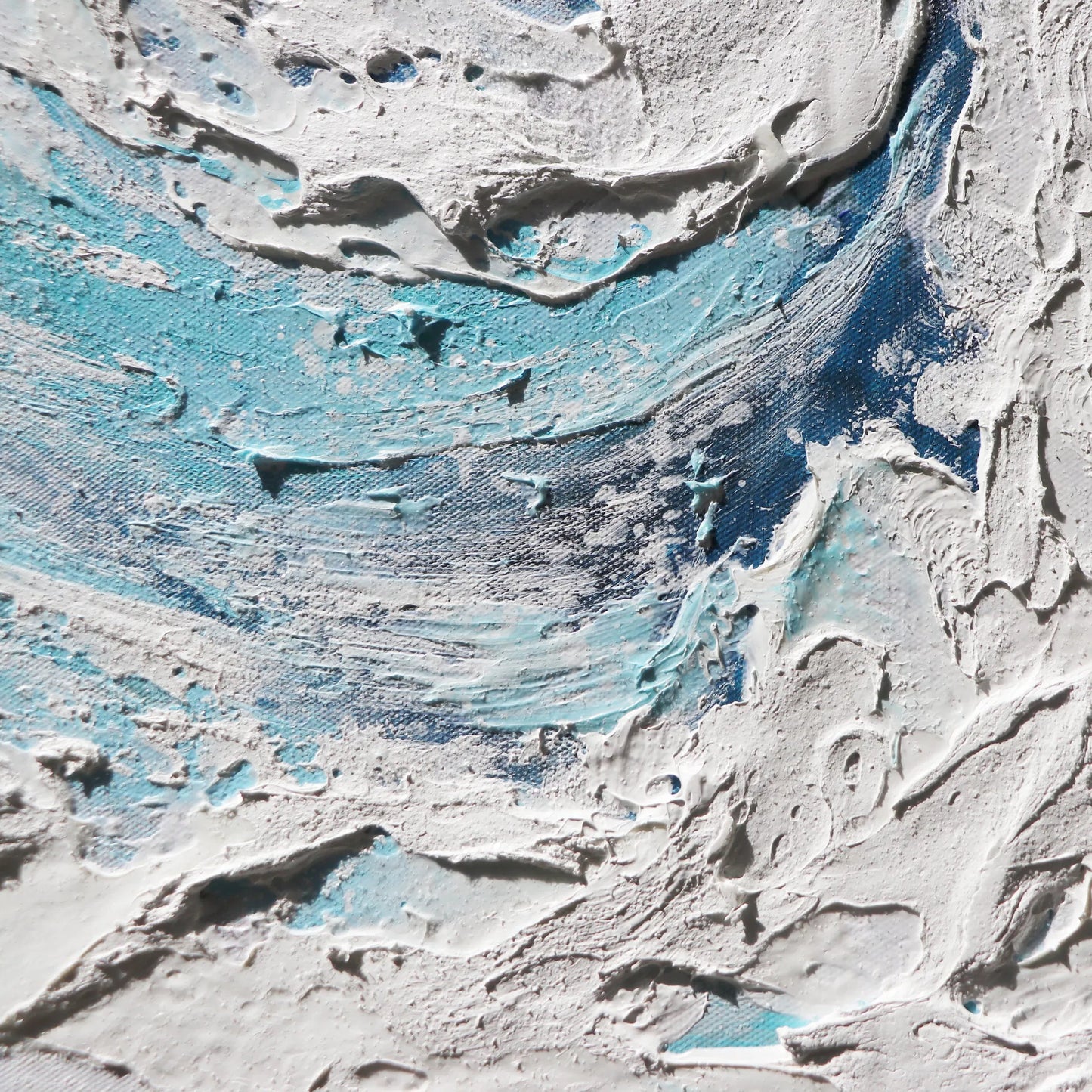004 SI-2534709 | Closeup | Tidefall Handpainted & Coastal Wave Oil Painting on Canvas - PXA-1014 by Pasargad Home in white, blue. Made from canvas in a unique style.