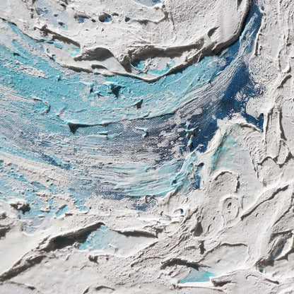 Tidefall Handpainted & Coastal Wave Oil Painting on Canvas - PXA-1014 by Pasargad Home in white, blue. Made from canvas in a unique style.