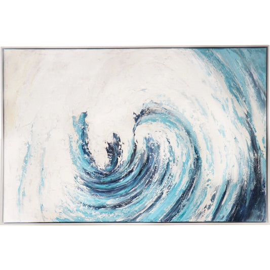 001 SI-2534709 | Primary Silo | Tidefall Handpainted & Coastal Wave Oil Painting on Canvas - PXA-1014 by Pasargad Home in white, blue. Made from canvas in a unique style.