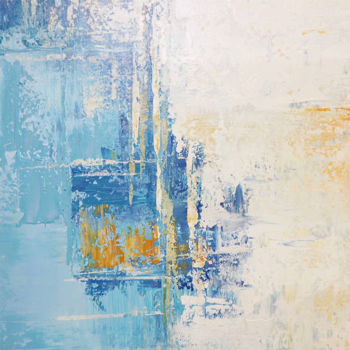 002 SI-2534672 | Closeup | Azure Handpainted & Abstract Oil Painting on Canvas - PXA-1015 by Pasargad Home in multi, blue. Made from canvas in a unique style.