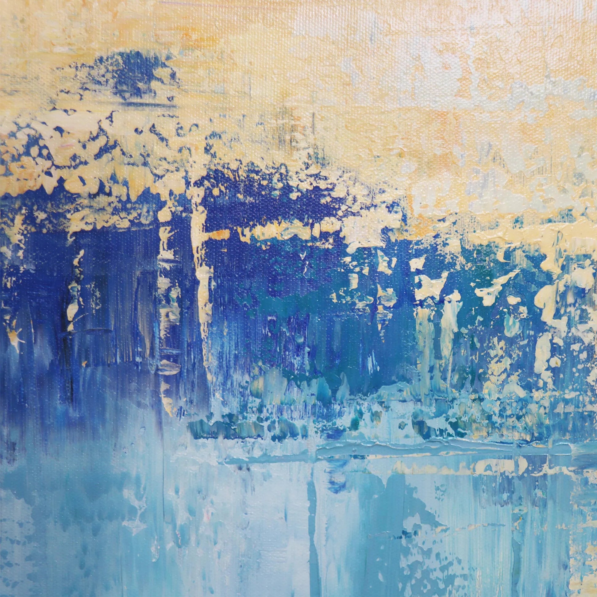 Azure Handpainted & Abstract Oil Painting on Canvas - PXA-1015 by Pasargad Home in multi, blue. Made from canvas in a unique style.