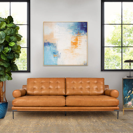 Azure Handpainted & Abstract Oil Painting on Canvas - PXA-1015 by Pasargad Home in multi, blue. Made from canvas in a unique style.
