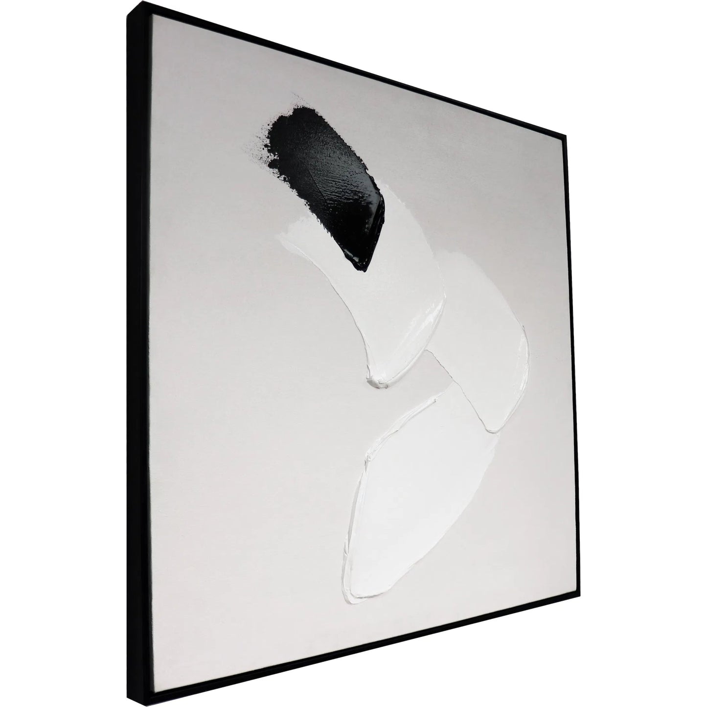 001 SI-2534689 | Additional Silo | Motions Handpainted & Minimalist Oil Painting on Canvas - PXA-1016 by Pasargad Home in white, black. Made from canvas in a unique style.