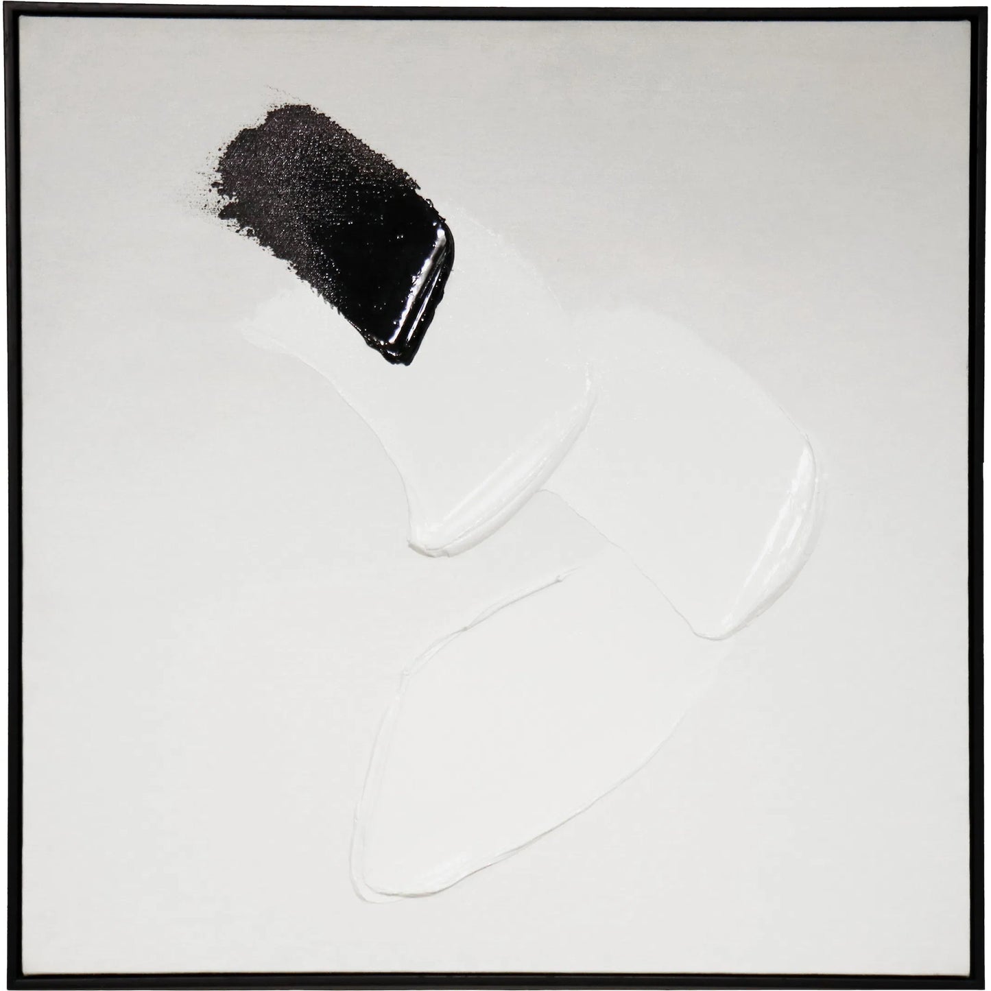 000 SI-2534689 | Primary Silo | Motions Handpainted & Minimalist Oil Painting on Canvas - PXA-1016 by Pasargad Home in white, black. Made from canvas in a unique style.