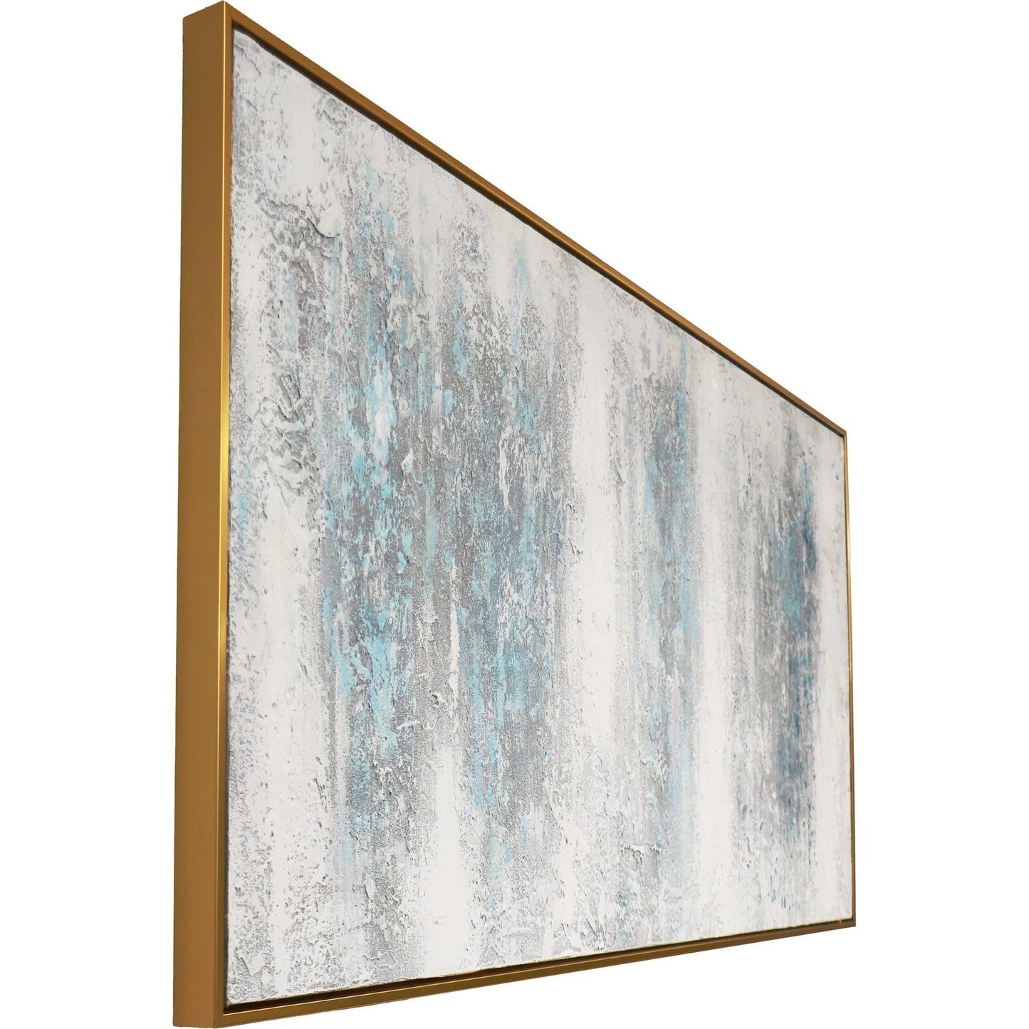 002 SI-2534685 | Additional Silo | Interval Handpainted Abstract Oil Painting on Canvas - PXA-1017 by Pasargad Home in white, blue. Made from canvas in a unique style.