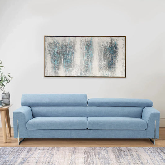 Interval Handpainted Abstract Oil Painting on Canvas - PXA-1017 by Pasargad Home in white, blue. Made from canvas in a unique style.