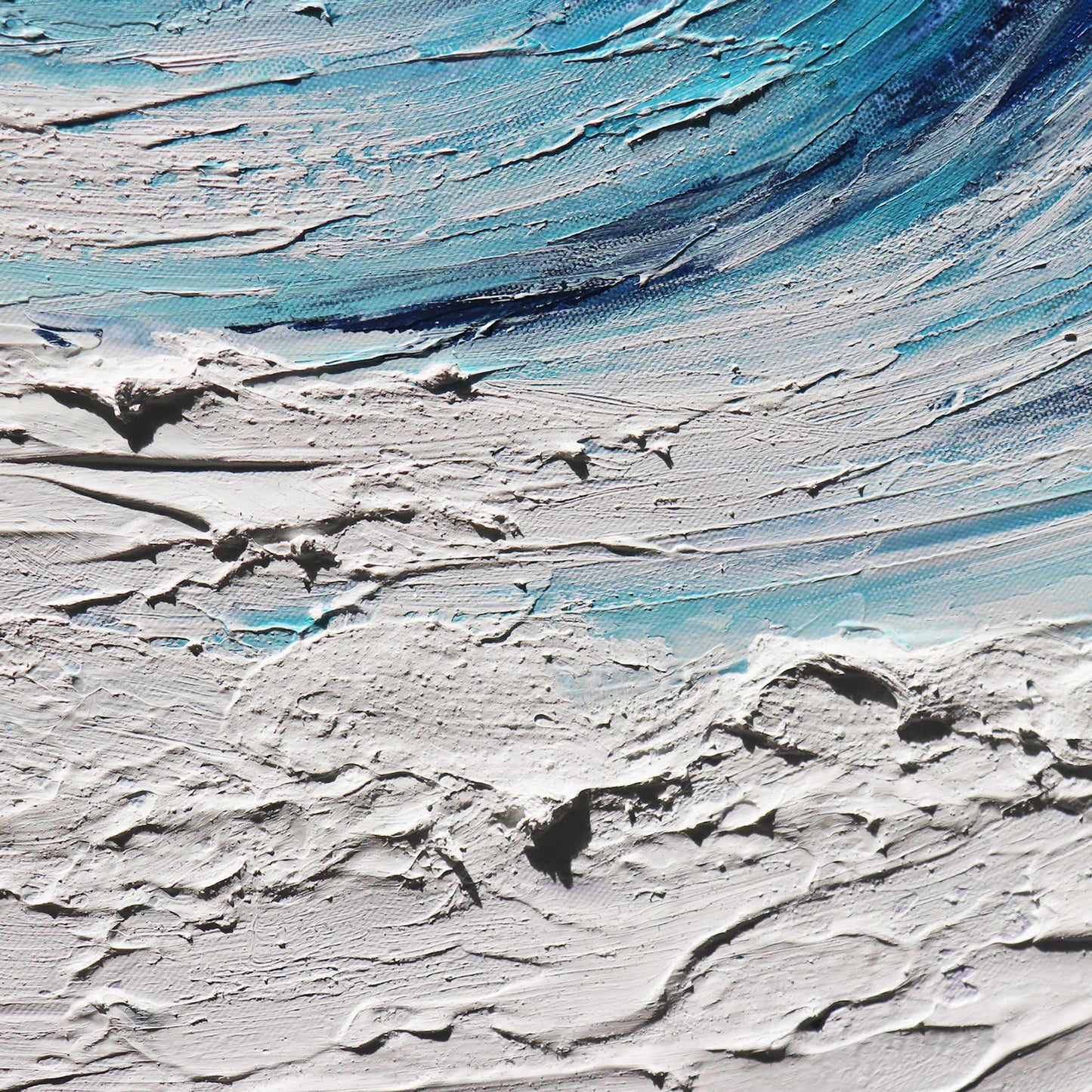 002 SI-2534696 | Closeup | Rise Handpainted Ocean Wave Canvas Wall Art Textured and Oil Painting - PXA-1019 by Pasargad Home in white, blue. Made from canvas in a unique style.