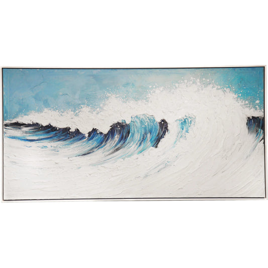 001 SI-2534696 | Primary Silo | Rise Handpainted Ocean Wave Canvas Wall Art Textured and Oil Painting - PXA-1019 by Pasargad Home in white, blue. Made from canvas in a unique style.