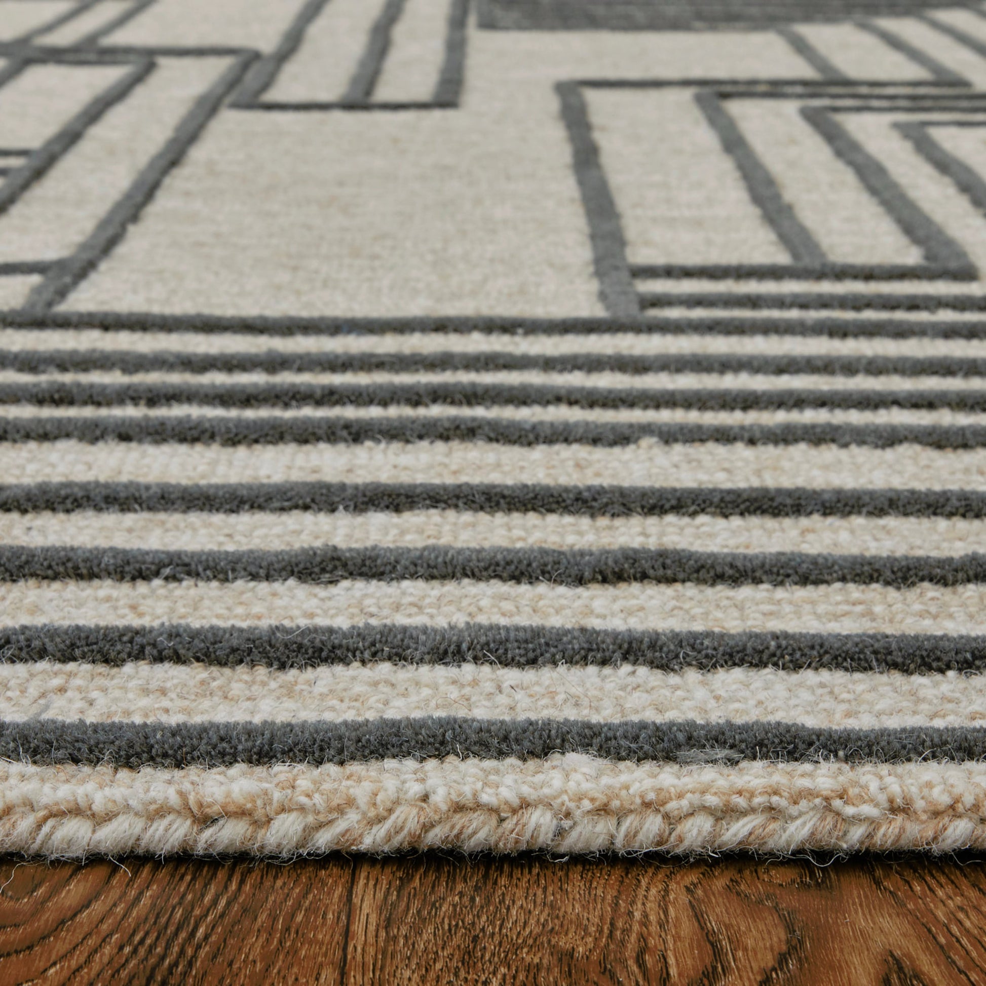 Gansett Geometric Rug - T25T8011 by Thom Felicia by Feizy Rugs in tan, brown. Made from wool in a unique style.