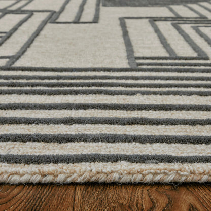 Gansett Geometric Rug - T25T8011 by Thom Felicia by Feizy Rugs in tan, brown. Made from wool in a unique style.