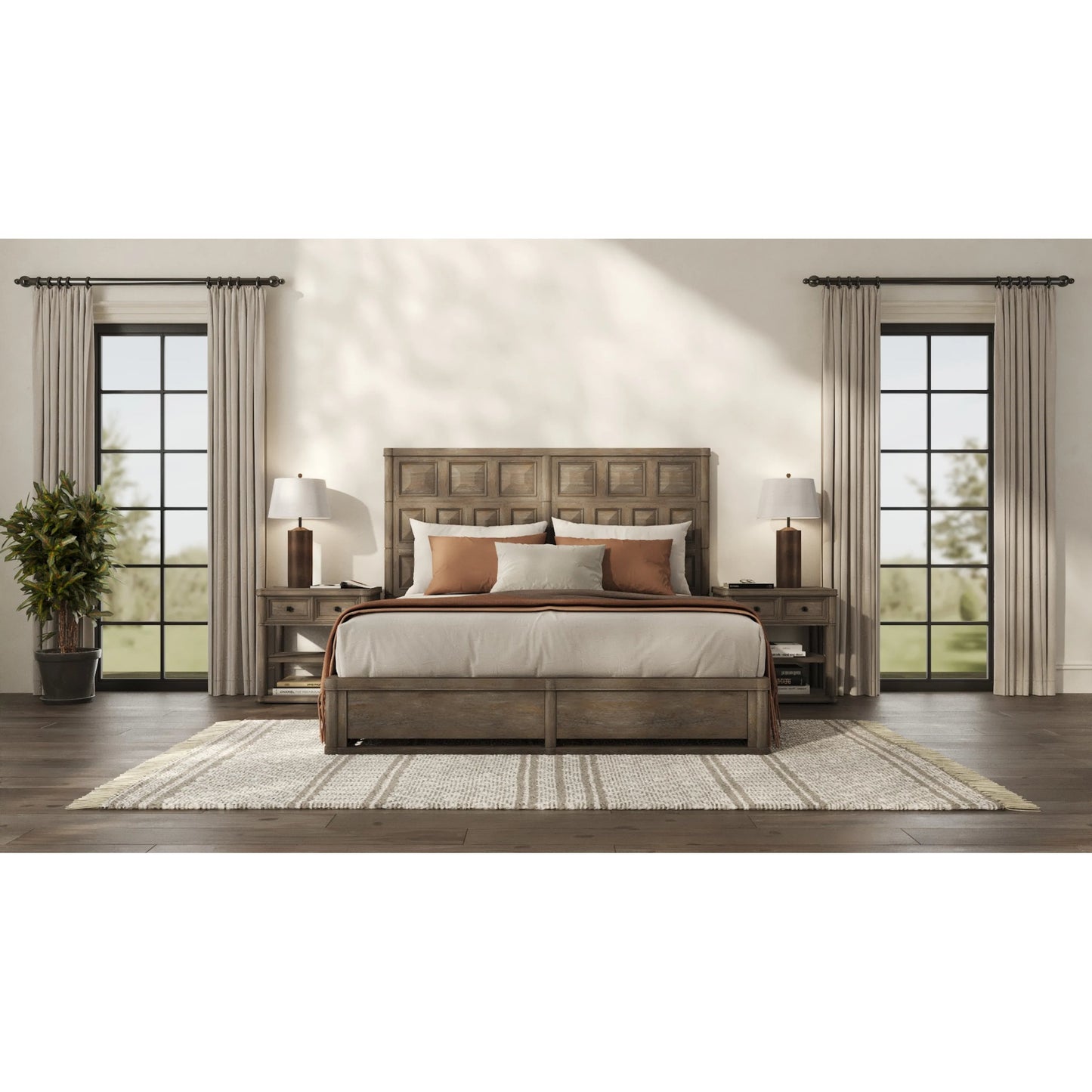 002 SI-2356207 | Lifestyle | Reforma Panel Side Rails by A.R.T. Furniture in tapenade. Made from parawood solids, random match flaky oak veneers in a traditional style.
