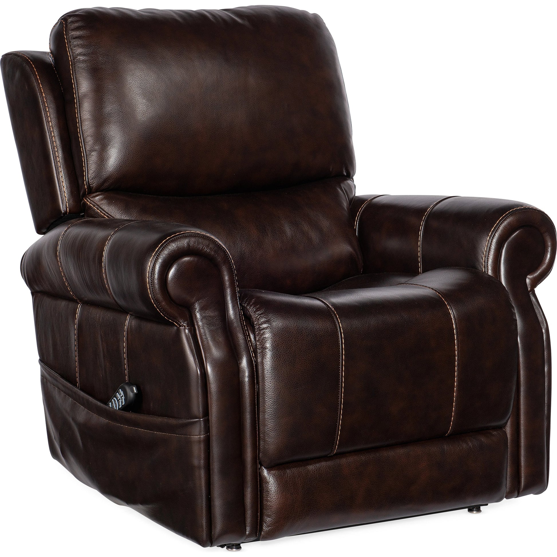 Eisley Power Recliner by Hooker Furniture in sorrento night seas. Made from leather in a traditional style.