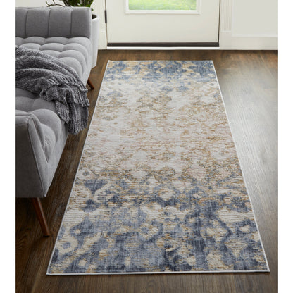 Laina Transitional Gradient & Rug - 39G7F by Feizy in tan, ivory, blue. Made from unique in a unique style.