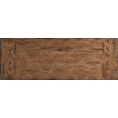 Tamarisk Console Table by Jonathan Charles in medium spain walnut. Made from main acacia in a unique style.