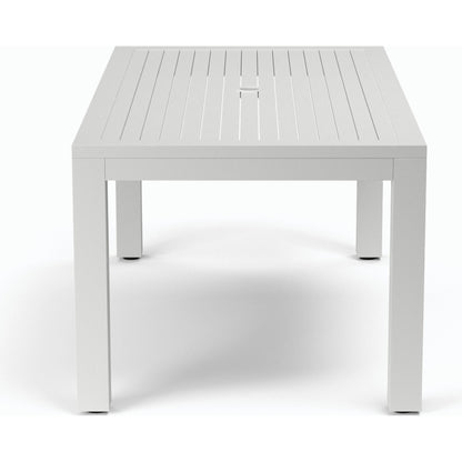 Naples Outdoor Rectangular Dining Table by Sunset West in white. Made from aluminum in a modern style.