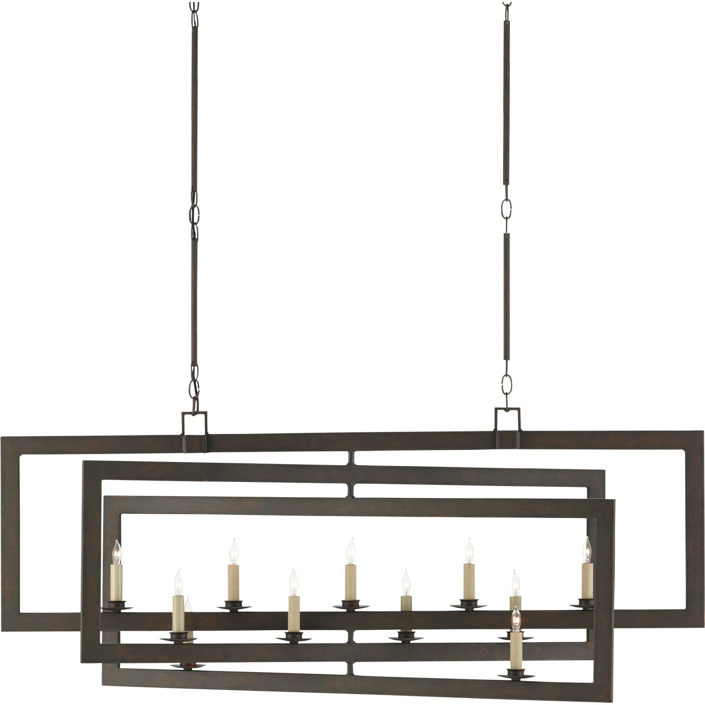 009 SR-767928 | Additional Silo | Middleton Rectangular Chandelier by Currey and Company. Made from wrought iron in a modern style.