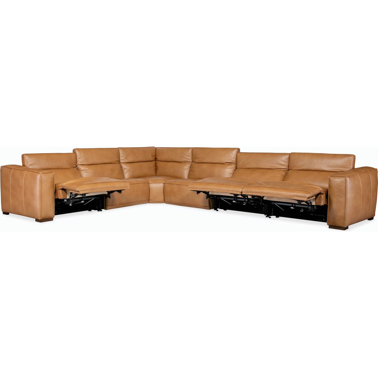 003 SI-2185873 | Additional Silo | Fresco 6 Seat Power Recline Sectional by Hooker Furniture in brown. Made from leather in a traditional style.