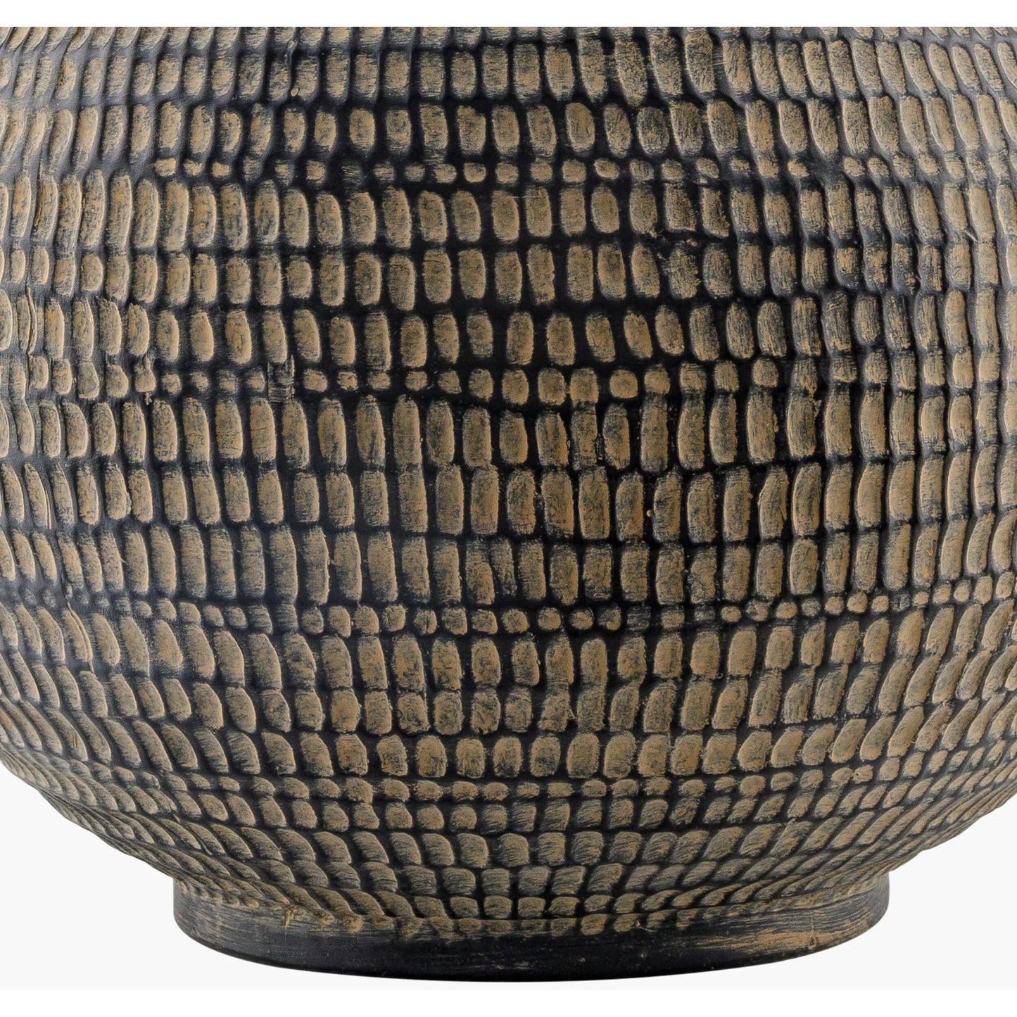 002 SI-2165546 | Closeup | Pylon Accent Table Lamp - 535729 by Surya in translucent, metallic nickel, white, black, metallic silver and glazedplated. Made from ceramic, linen, polystyrene, iron in a modern style.