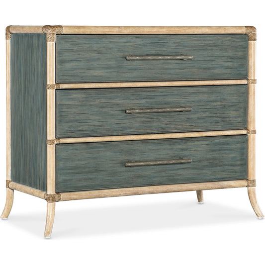 Retreat Pole Rattan Chest by Hooker Furniture. Made from bamboo, maple veneers with rope in a cottage & farmhouse style.